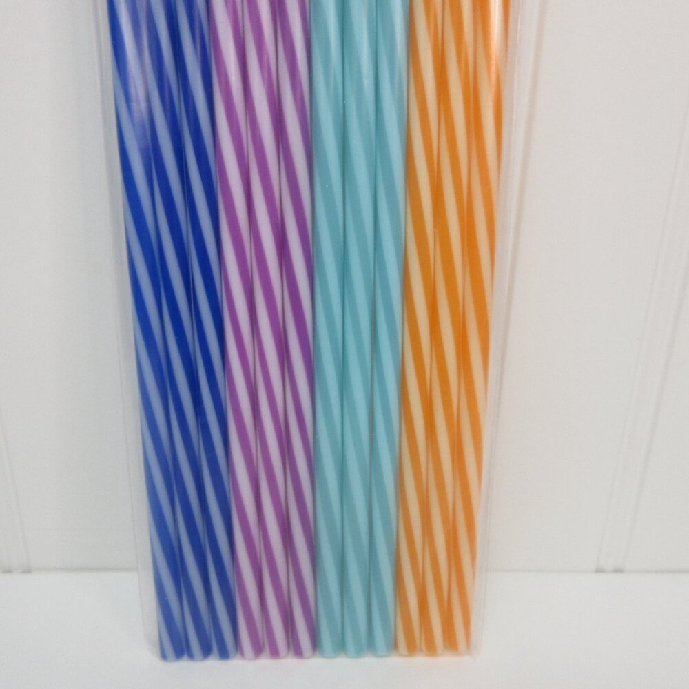 Pioneer Woman Drinking Plastic Straw 12Pack Reusable Blue Teal Orange Purple New - Picture 3 of 5